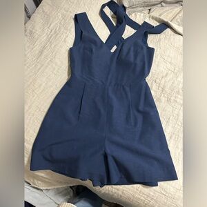 Club Monaco Navy blue linen romper